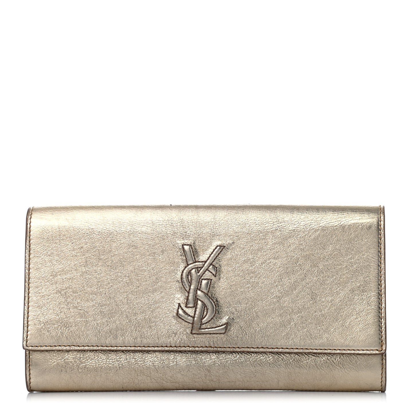 Metallic Textured Calfskin Monogram Small Belle De Jour Clutch Gold