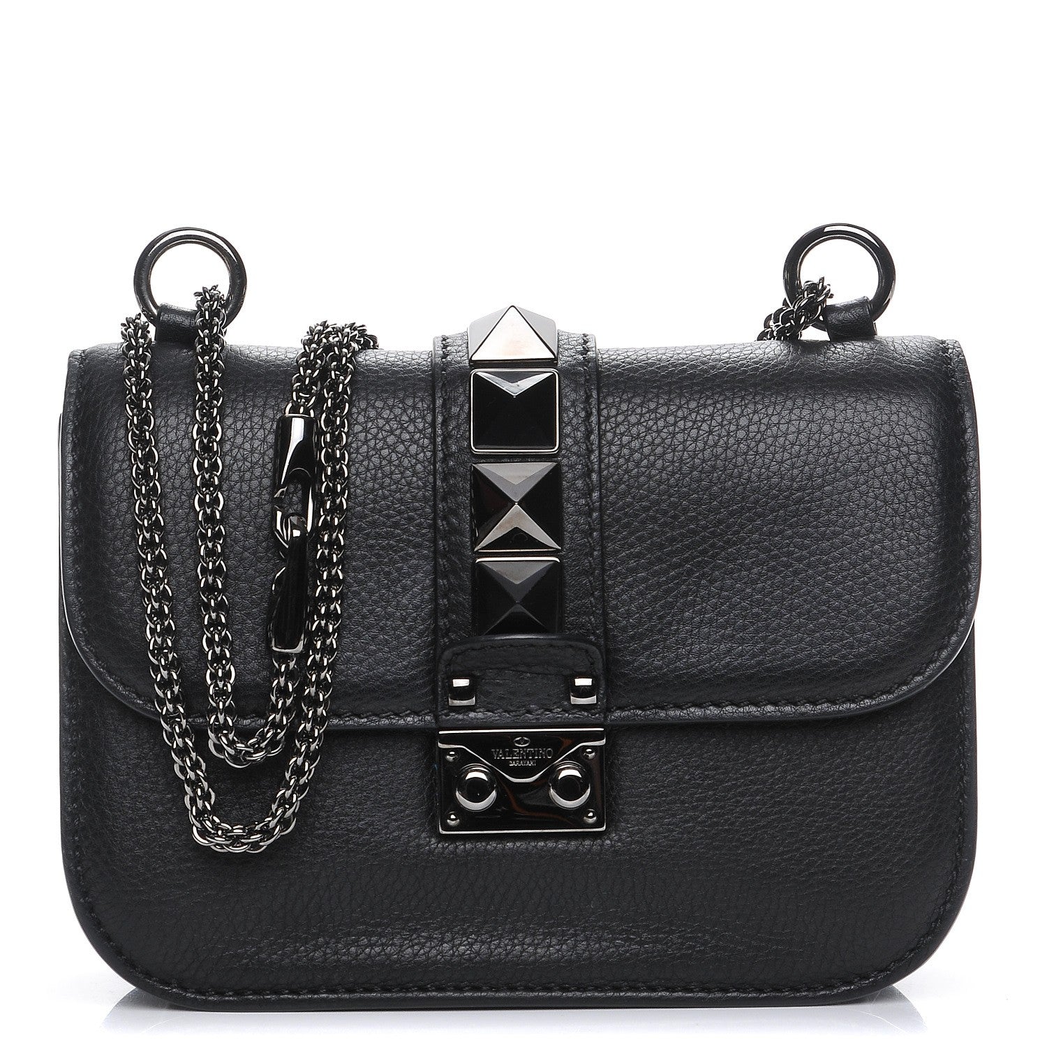 Valentino Garavani Vitello Small Glam Lock Rockstud Flap Black 1 of 6