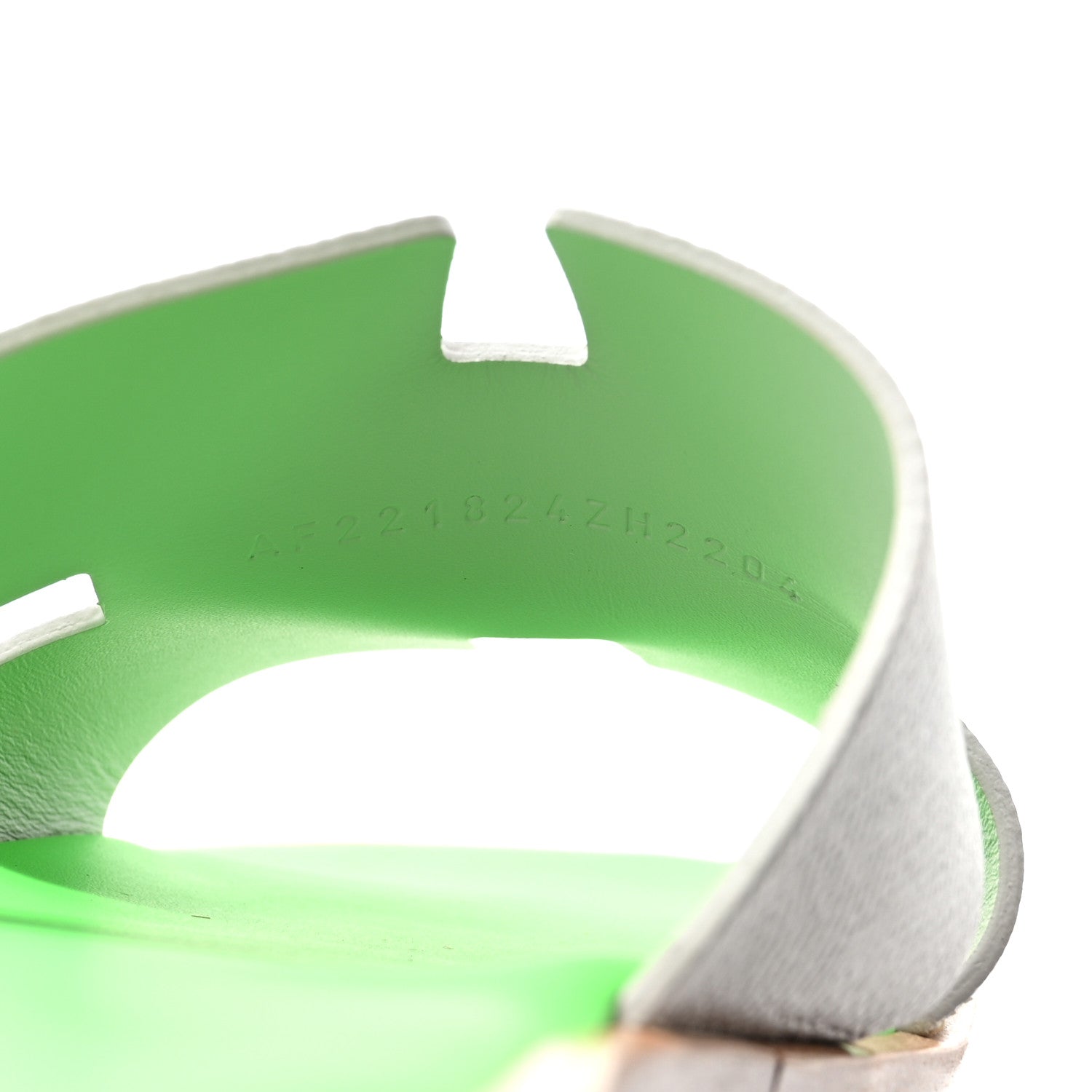 Hermes Epsom Mens Izmir Sandals 42 Gris Quartz Vert Fluo 9 of 10
