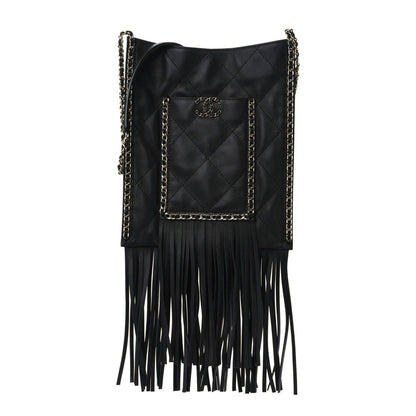 Chanel Calfskin Quilted Fringe Small Shopping Bag Black 1 of 9