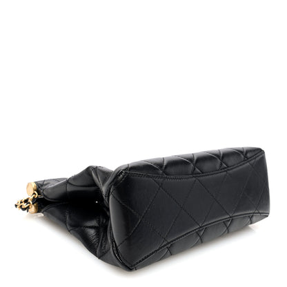 Chanel Shiny Lambskin Pearl Small Shopping Bag Black 4 of 10