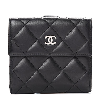 Chanel Lambskin Quilted Compact French Flap Wallet Black 1 of 12