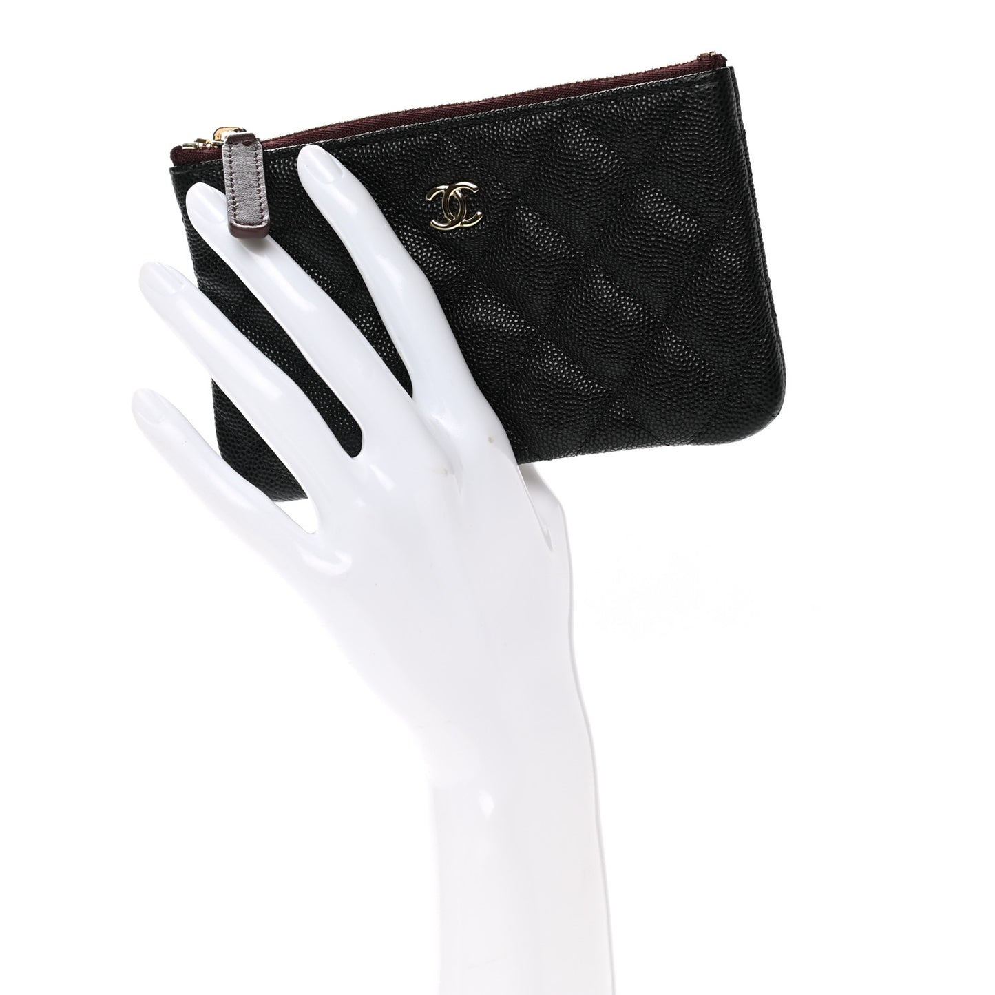 Caviar Quilted Small Cosmetic Case Black