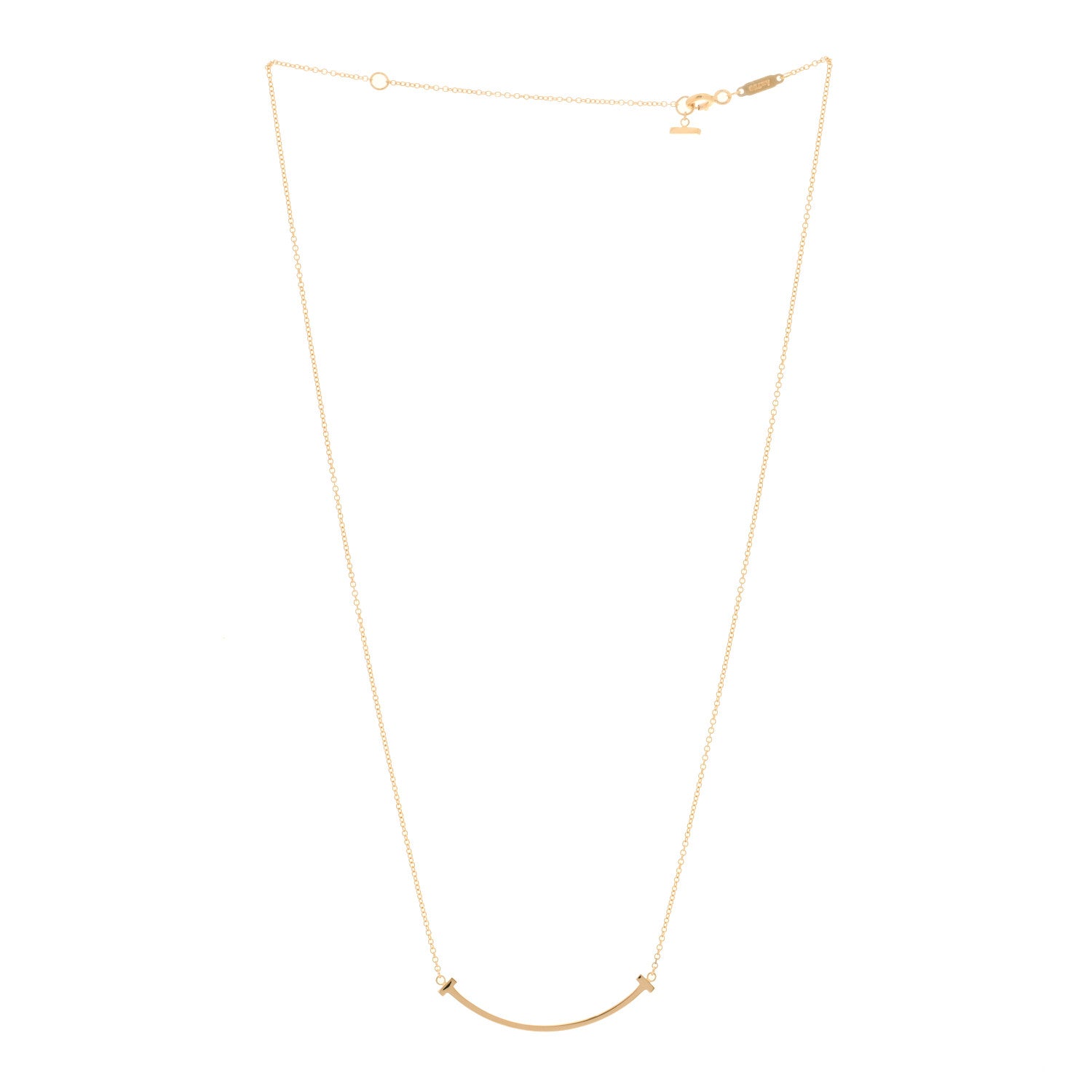 Tiffany 18K Rose Gold Small T Smile Pendant Necklace 2 of 3