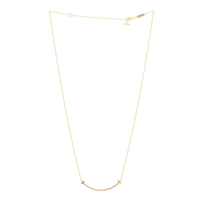 Tiffany 18K Rose Gold Small T Smile Pendant Necklace 2 of 3