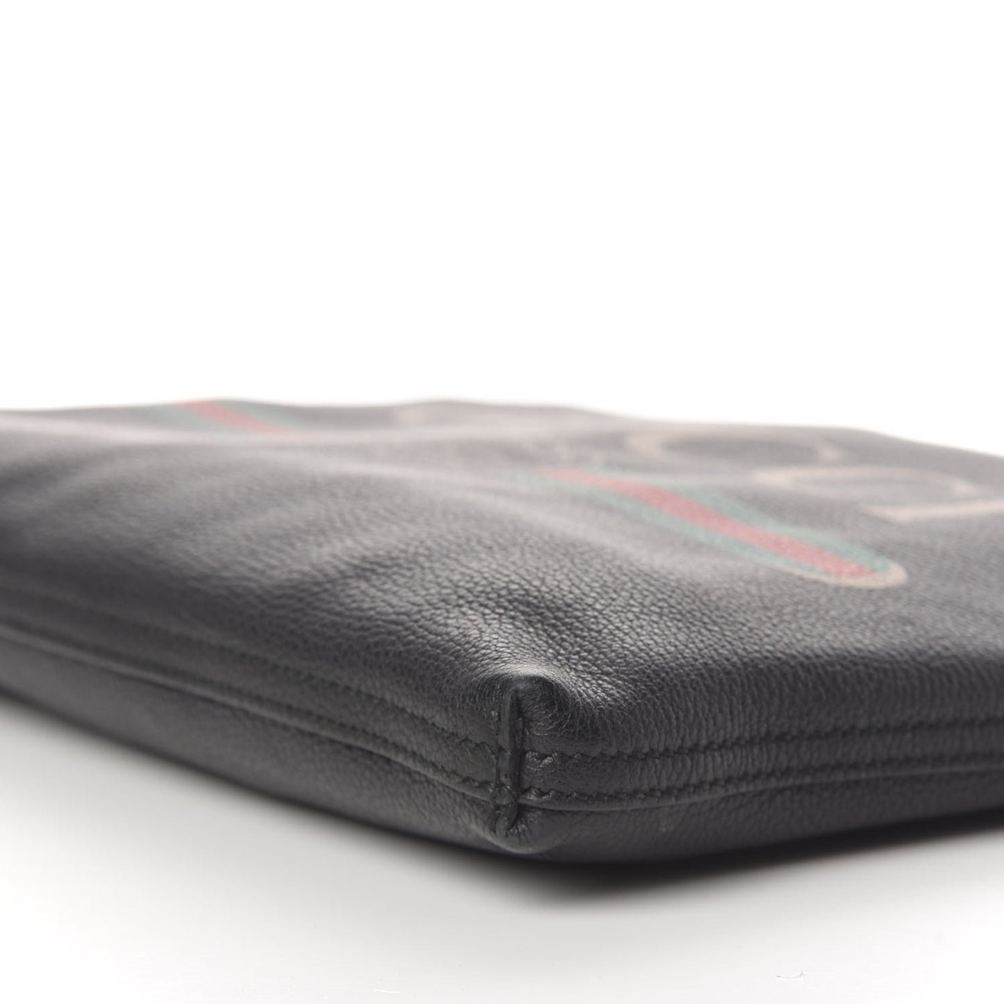 Pebbled Calfskin Medium Logo Portfolio Clutch Black