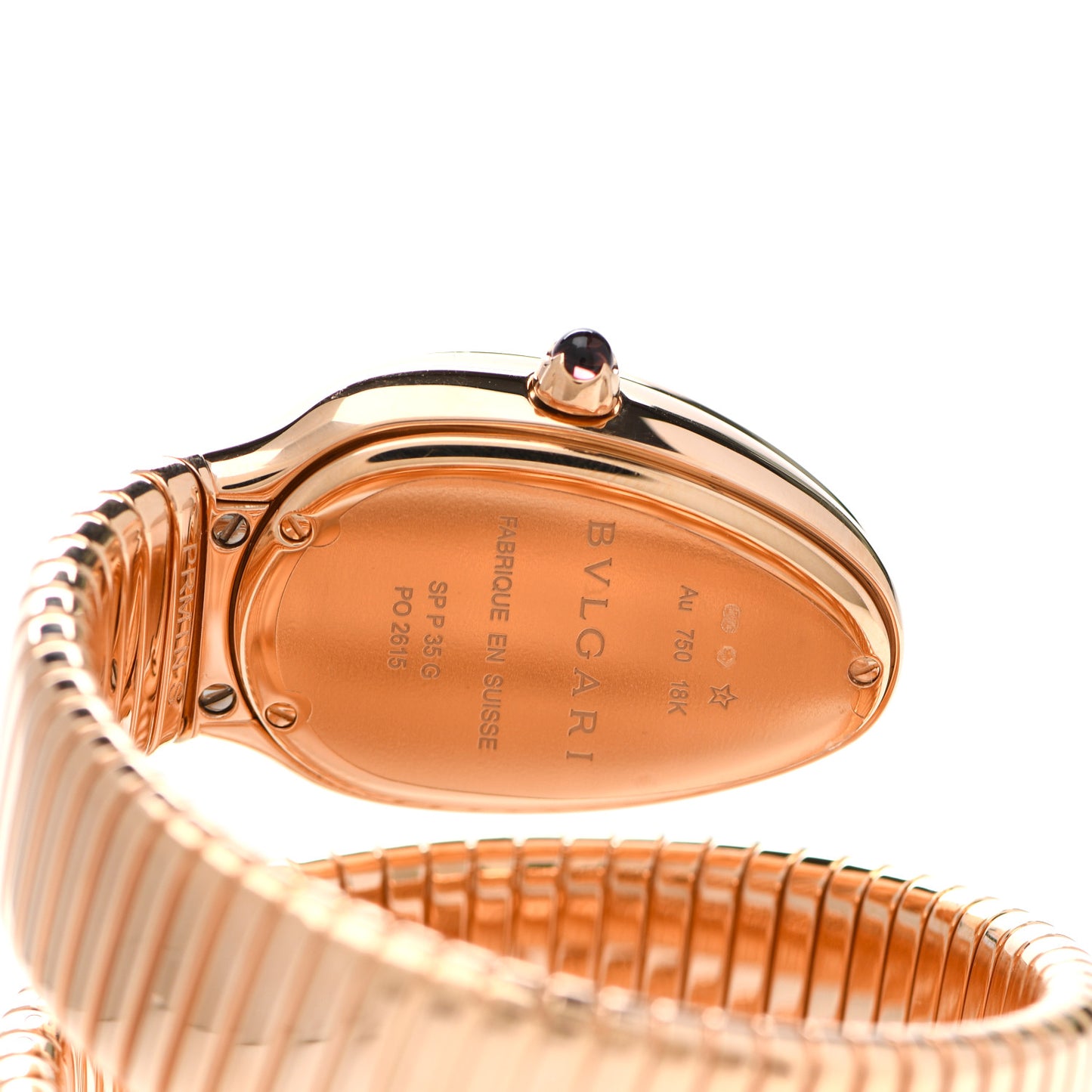 18K Rose Gold Diamond Bezel 35mm Serpenti Double Spiral Quartz Watch