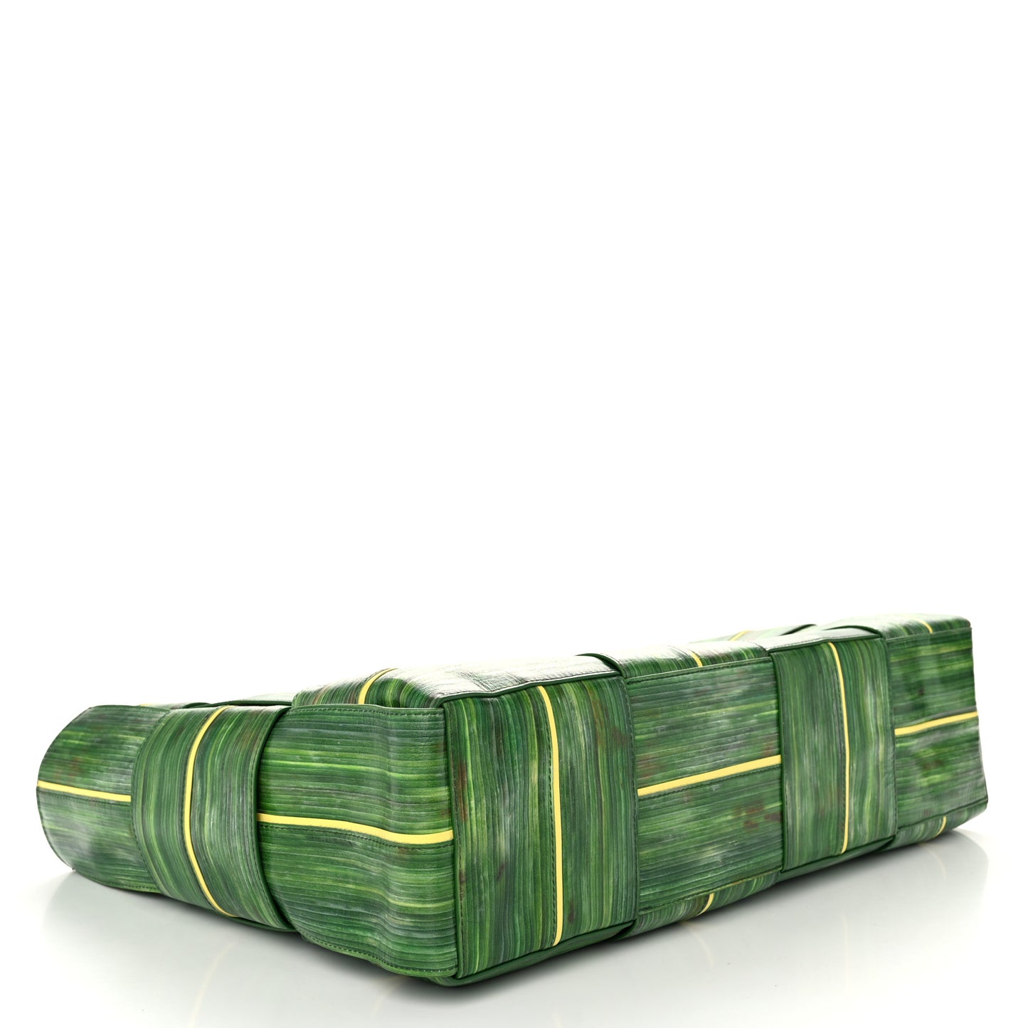 Calfskin Intrecciato Tropical Leaf Printed Large Arco Tote Raintree Seagrass Sherbert