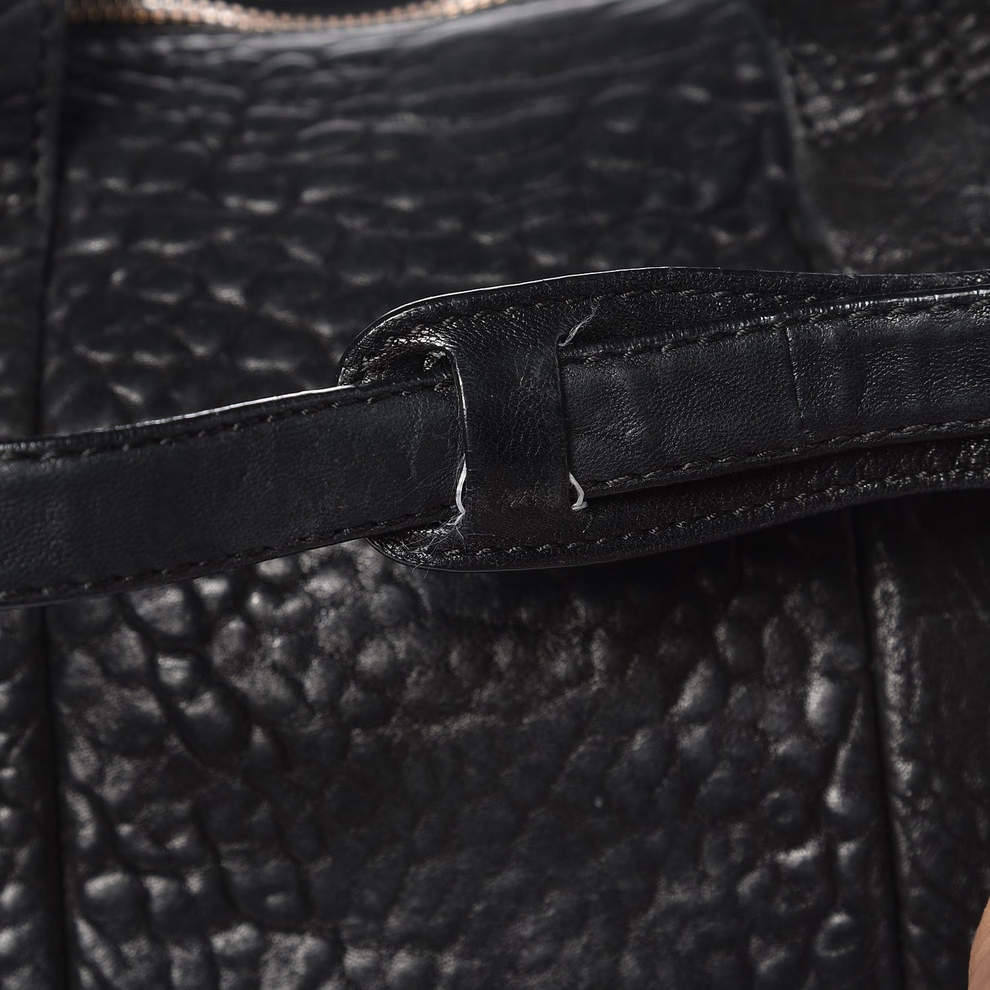 Pebbled Lambskin Rocco Black Antique Brass Hardware