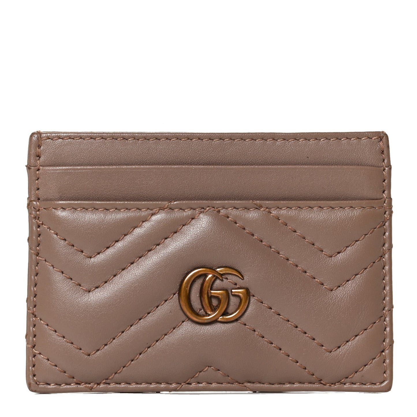 Calfskin Matelasse GG Marmont Card Holder Porcelain Rose