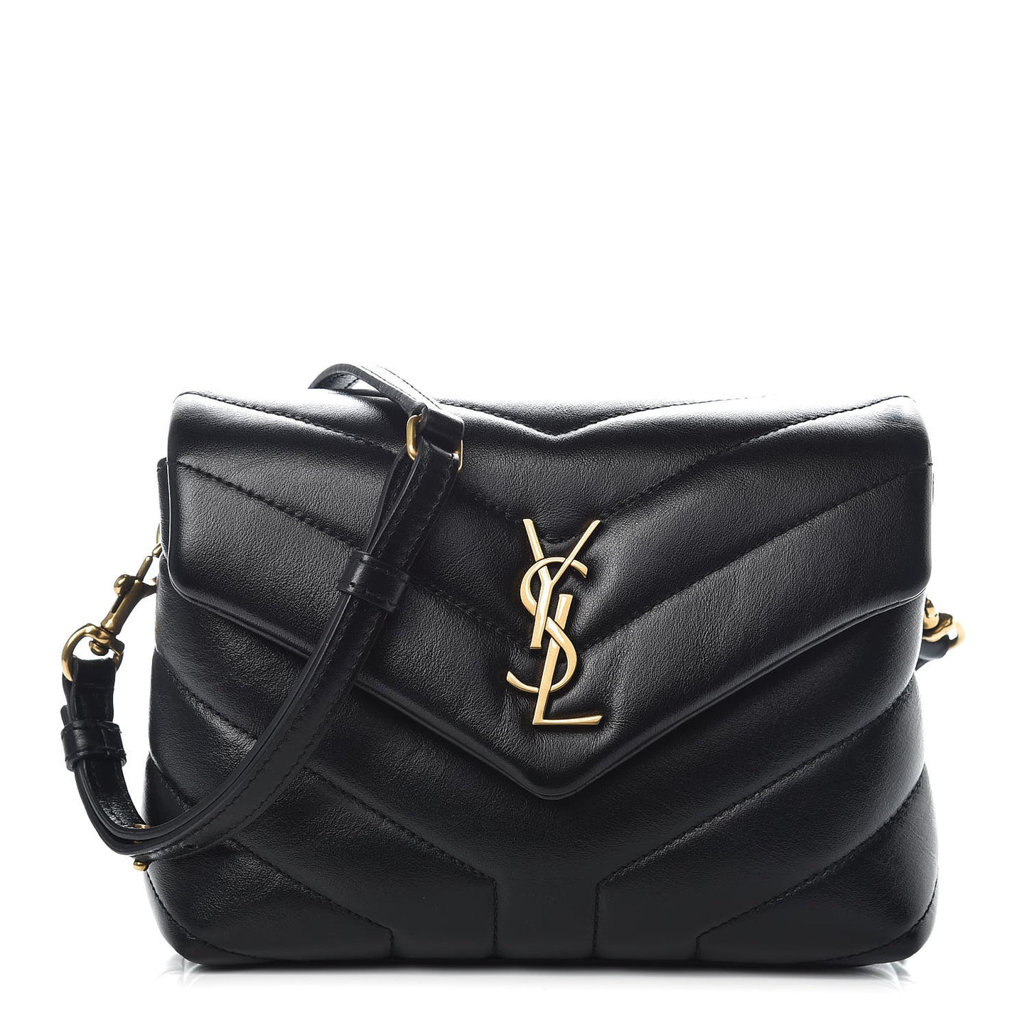 Calfskin Y Quilted Monogram Toy Loulou Crossbody Bag Black