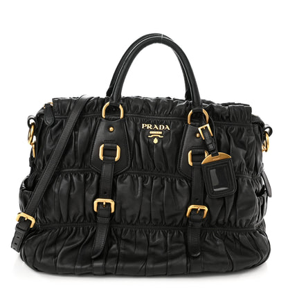 Prada Nappa Gaufre Buckle Shoulder Bag Black 1 of 15