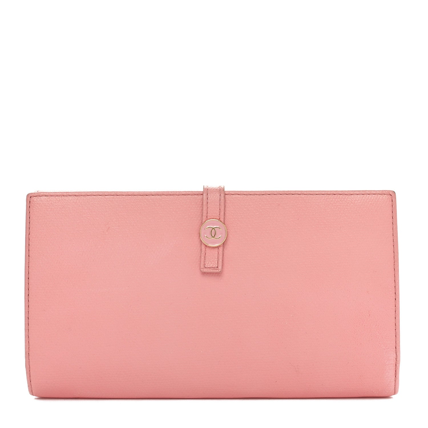 Chanel Grained Calfskin CC Button Long Wallet Pink 1 of 12