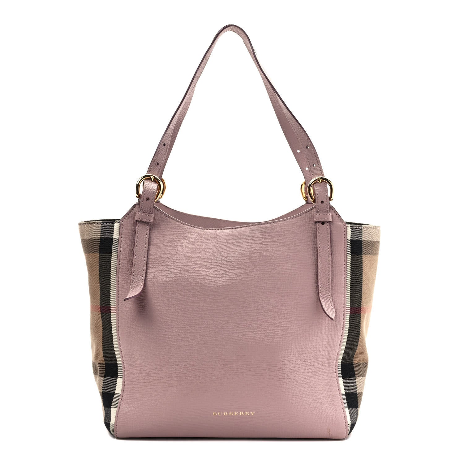 Burberry Grainy Calfskin House Check Small Canterbury Tote Pale Orchid 1 of 12