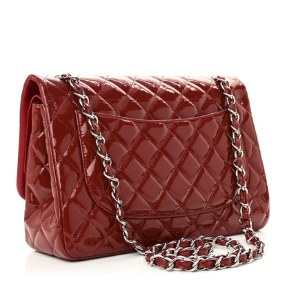 Chanel Patent Quilted Jumbo Double Flap Red 2 of 9