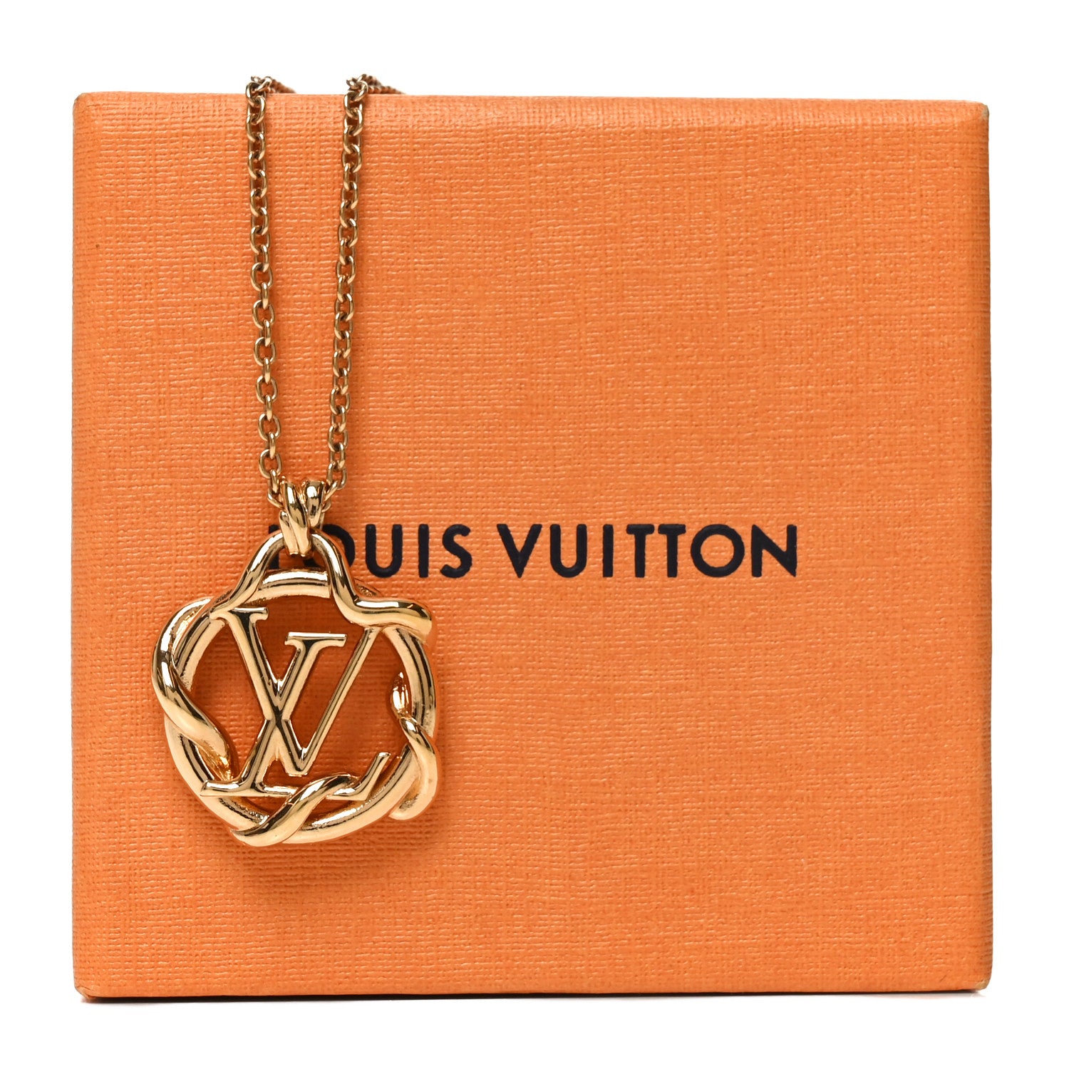 Louis Vuitton Metal LV Garden Louis Pendant Necklace Gold 6 of 6