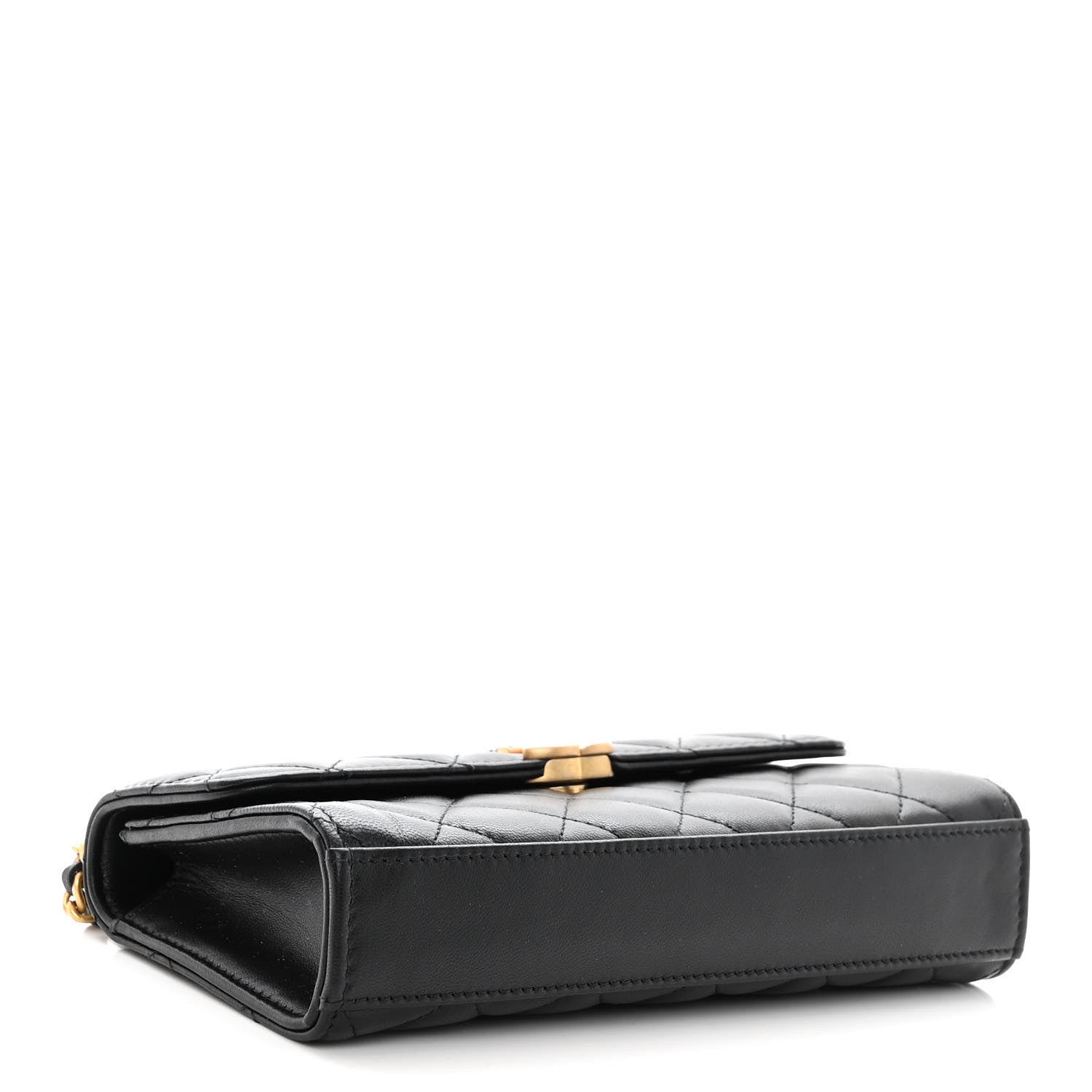 Chanel Lambskin Enamel Quilted Top Handle Flap Phone Holder With Chain Black 4 of 9