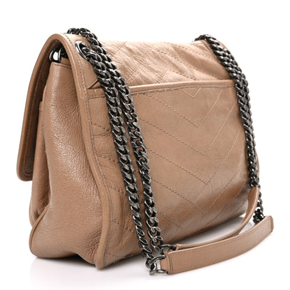 Saint Laurent Crinkled Calfskin Matelasse Monogram Medium Niki Chain Satchel Light Taupe 3 of 12