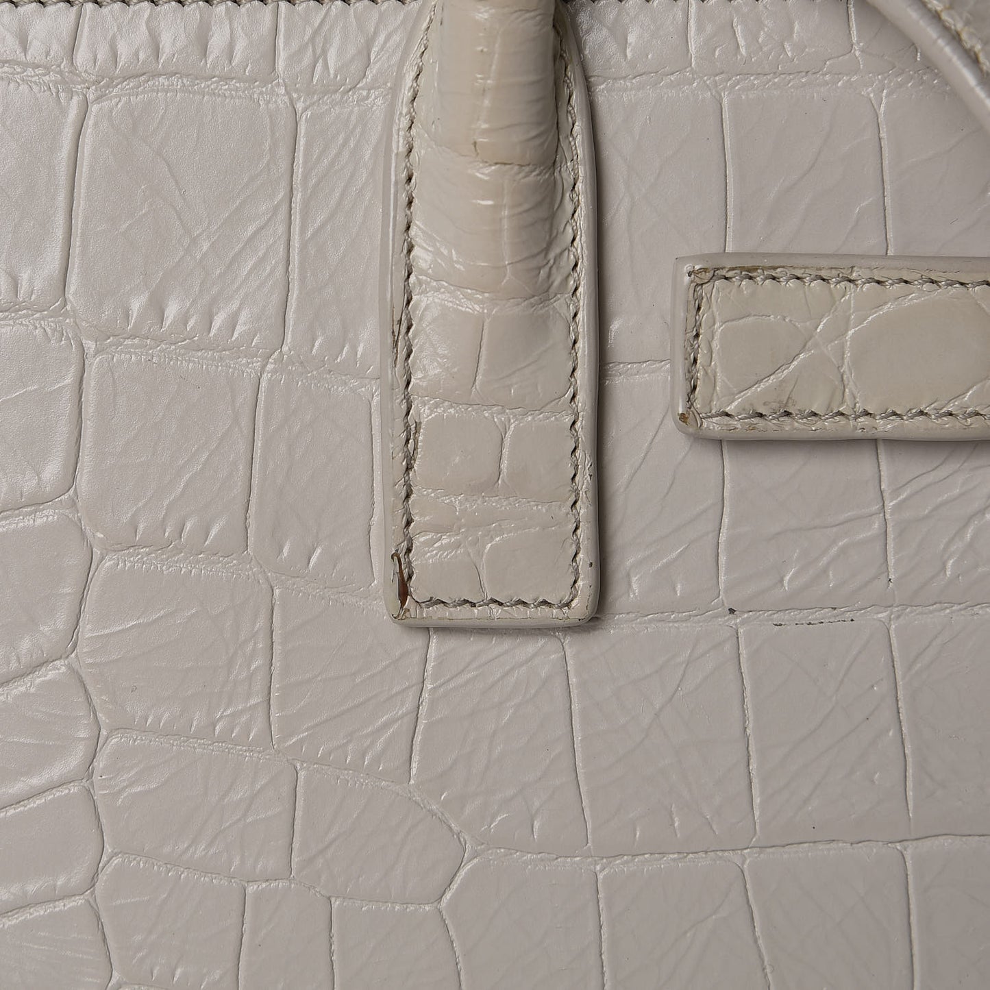 Croc Calfskin Embossed Nano Sac De Jour Cream Souffle
