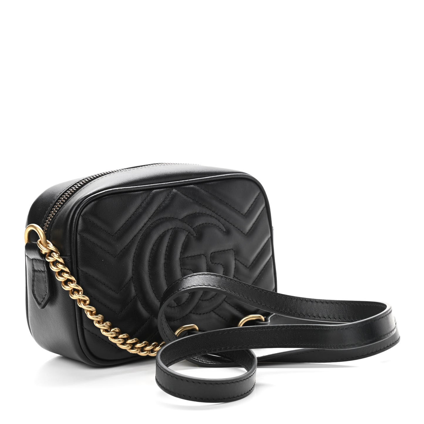 Calfskin Matelasse Mini GG Marmont Chain Shoulder Bag Black