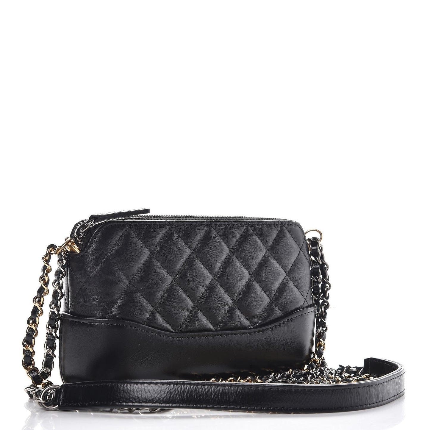 Aged Calfskin Quilted Small Gabrielle Clutch With Chain Black