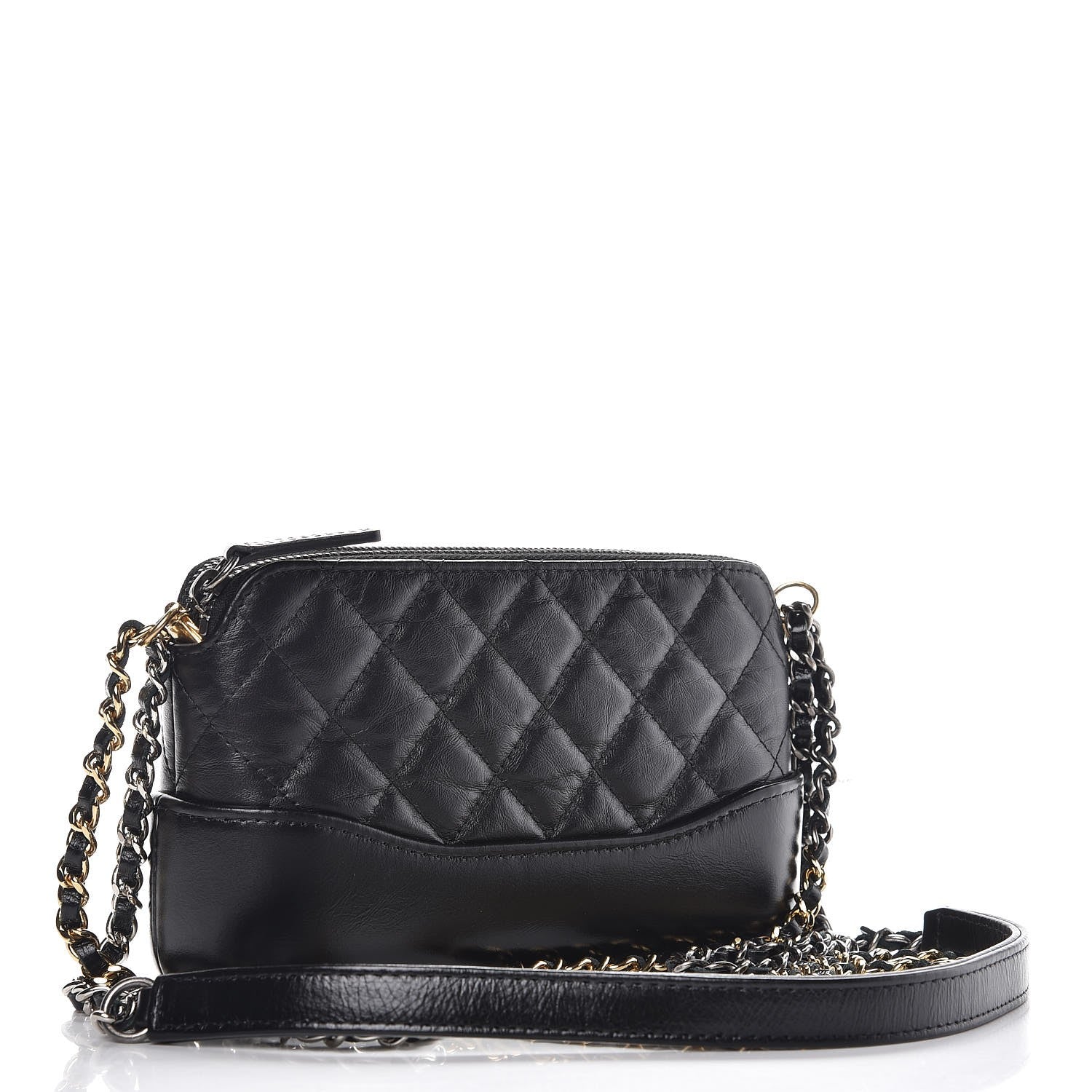 Chanel Aged Calfskin Quilted Small Gabrielle Clutch With Chain Black 5 of 12