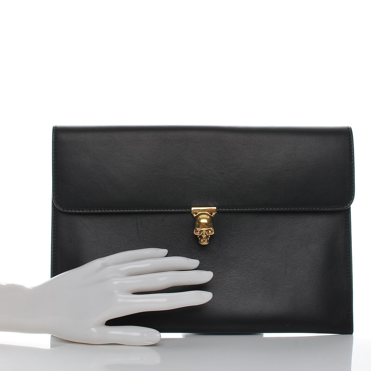 Alexander McQueen Calfskin Skull Envelope Clutch Black 2 of 6