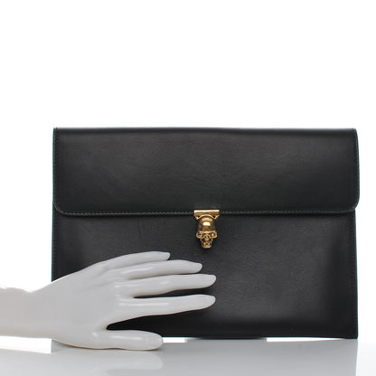 Alexander McQueen Calfskin Skull Envelope Clutch Black 2 of 6