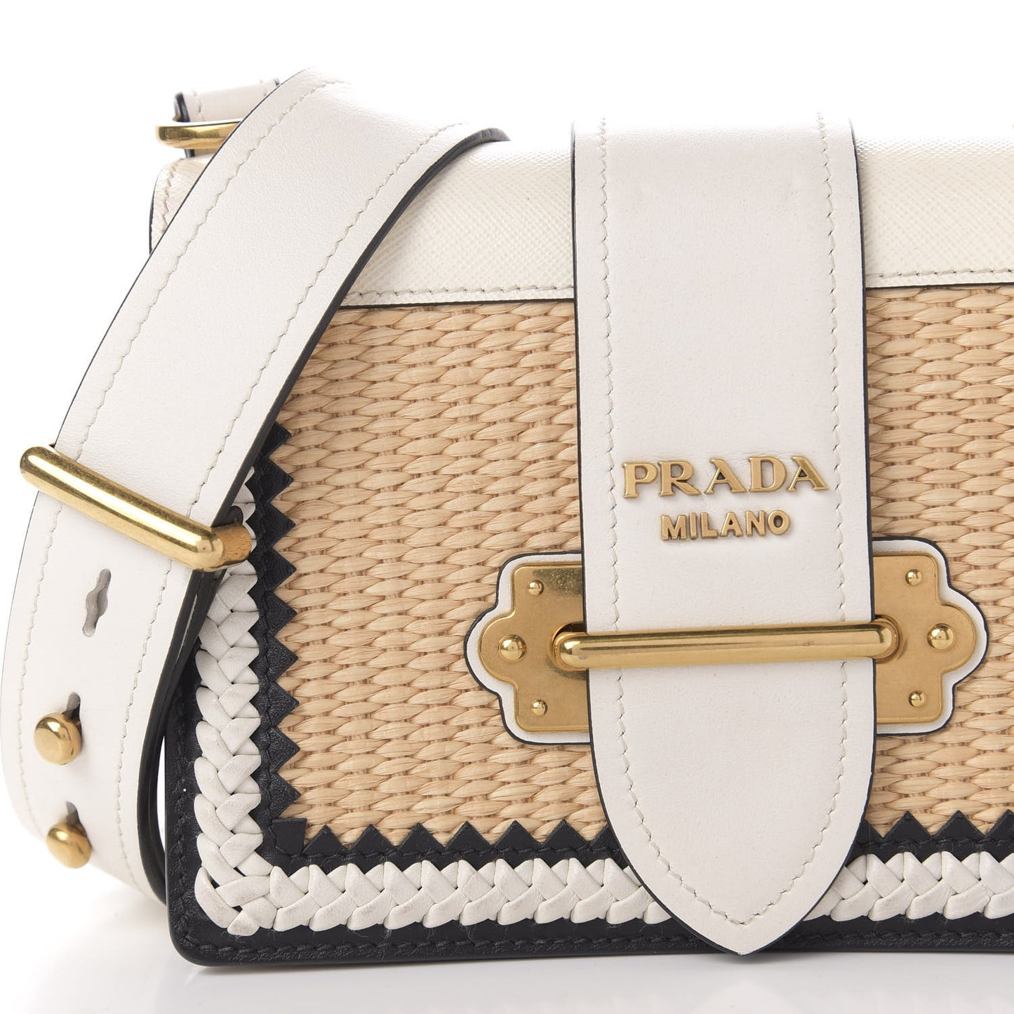City Calf Raffia Saffiano Cahier Bag Naturale White