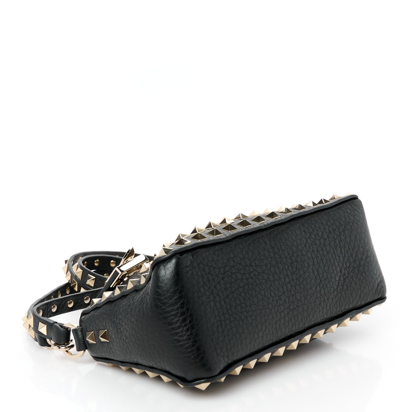 Grained Calfskin Small Rockstud All Over Crossbody Bag Black