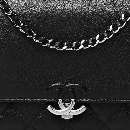Chanel Grained Calfskin Quilted CC Box Wallet On Chain WOC Black 9 of 12