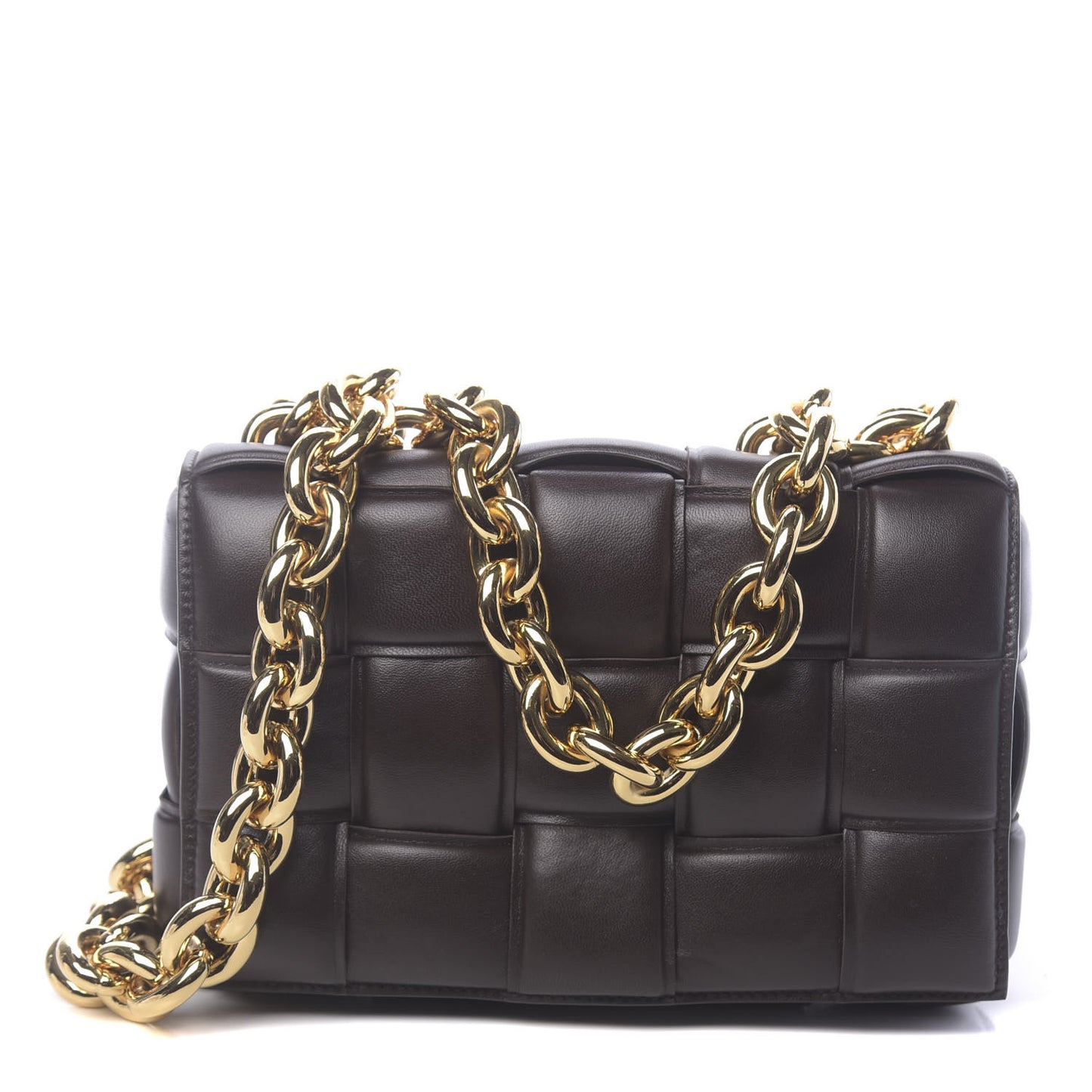 Lambskin Maxi Intreccio Padded Chain Cassette Crossbody Bag Black