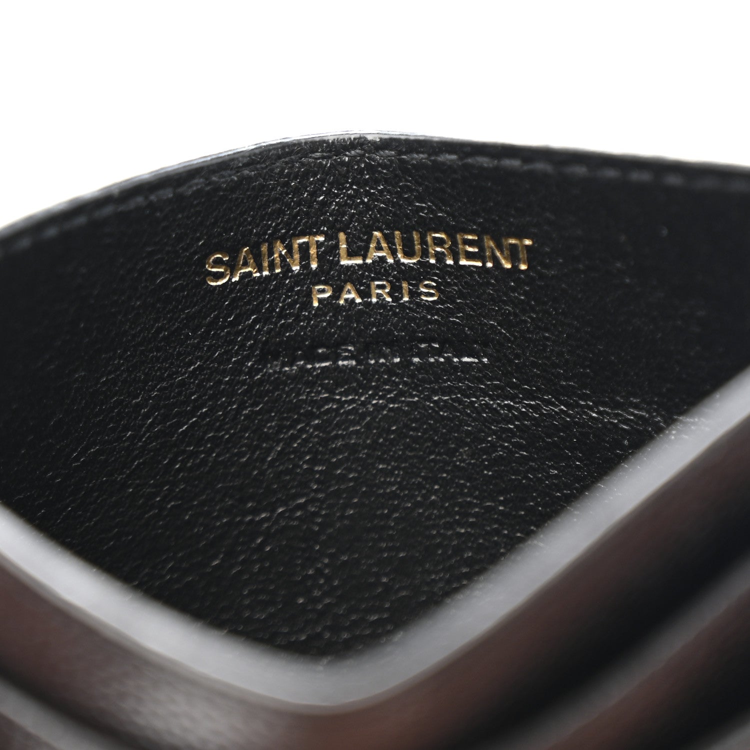Saint Laurent Grain De Poudre Matelasse Chevron Monogram Credit Card Case Black 6 of 8