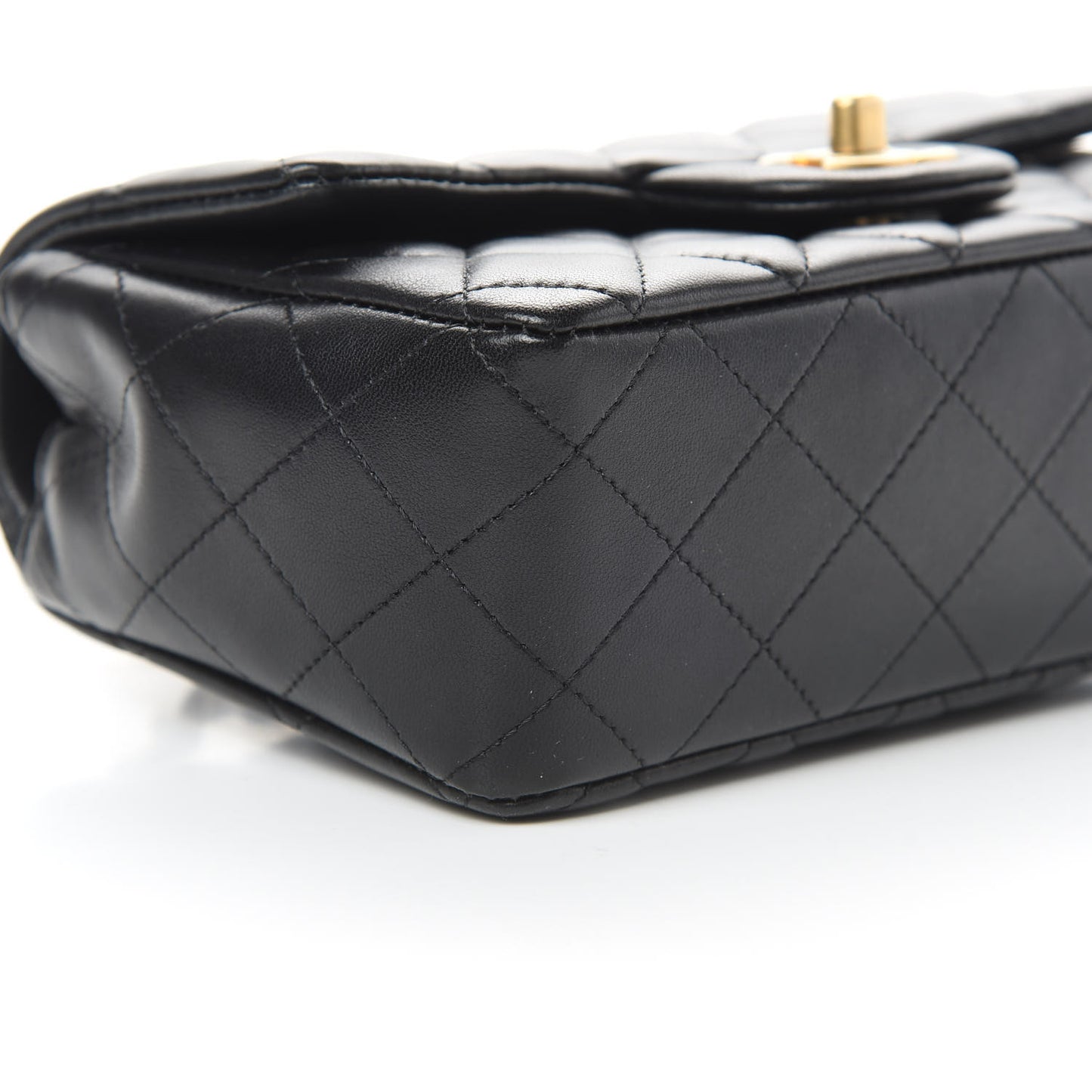 Lambskin Quilted Mini Rectangular Flap Black