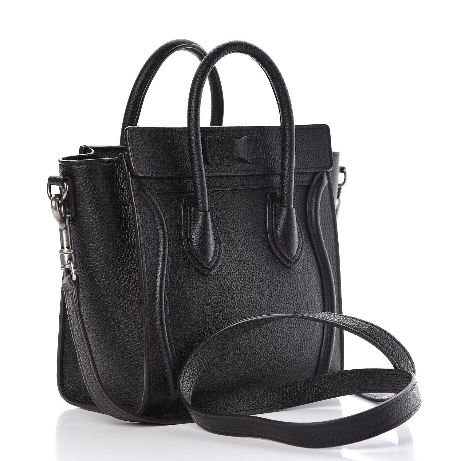 Celine Drummed Calfskin Nano Luggage Black 3 of 9