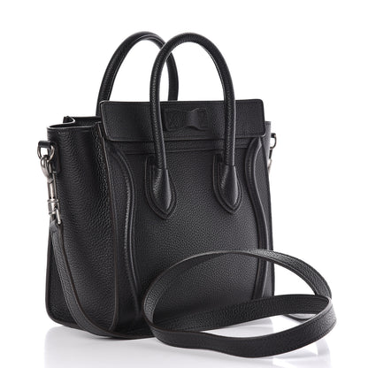 Celine Drummed Calfskin Nano Luggage Black 3 of 9