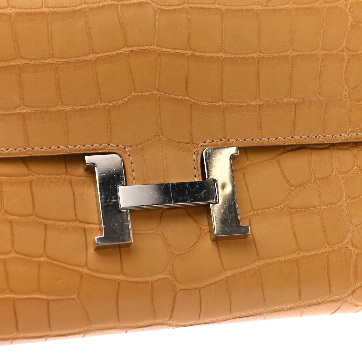 Hermes Matte Alligator Verso Constance Long Wallet Paille Sable 9 of 10