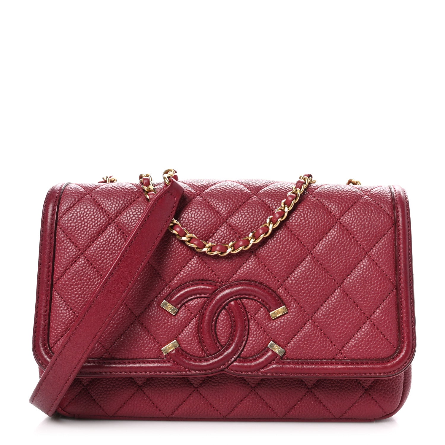 Chanel Caviar Quilted Small CC Filigree Flap Burgundy 1 of 10