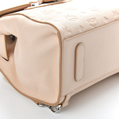 MCM Calfskin Essential Monogram Small Backpack Bisque 8 of 10