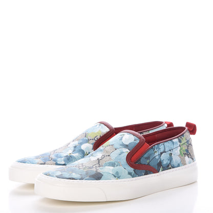 Gucci GG Supreme Monogram Blooms Womens Slip On Sneakers 36 Beige Blue Navy Red 3 of 9