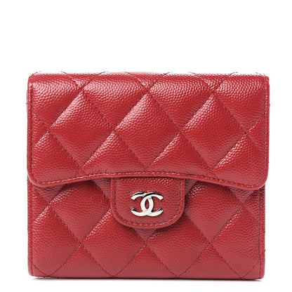 Chanel Caviar Quilted Compact Flap Wallet Red 1 of 7