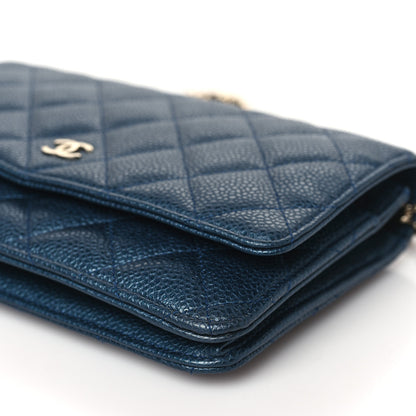 Chanel Caviar Quilted Wallet on Chain WOC Dark Blue 10 of 10