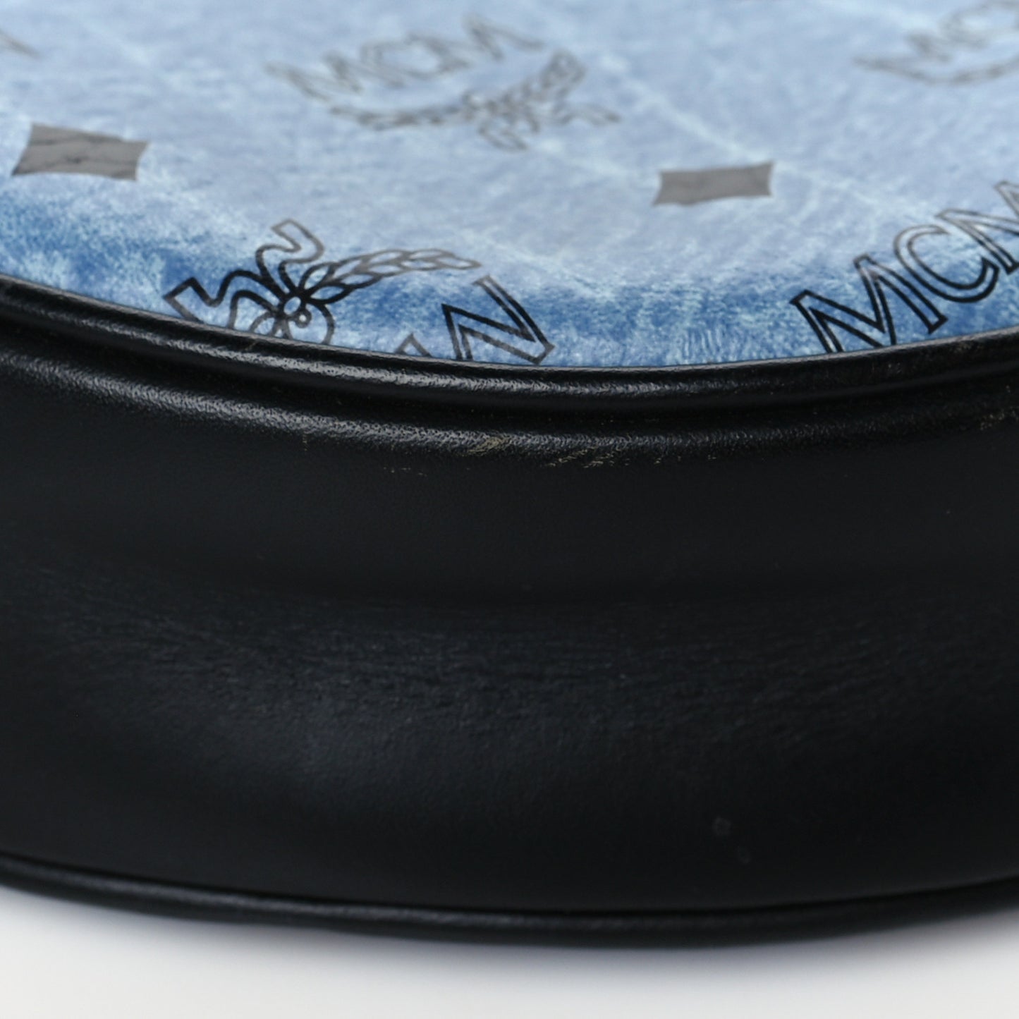 Visetos Calfskin Round Crossbody Bag Denim Blue
