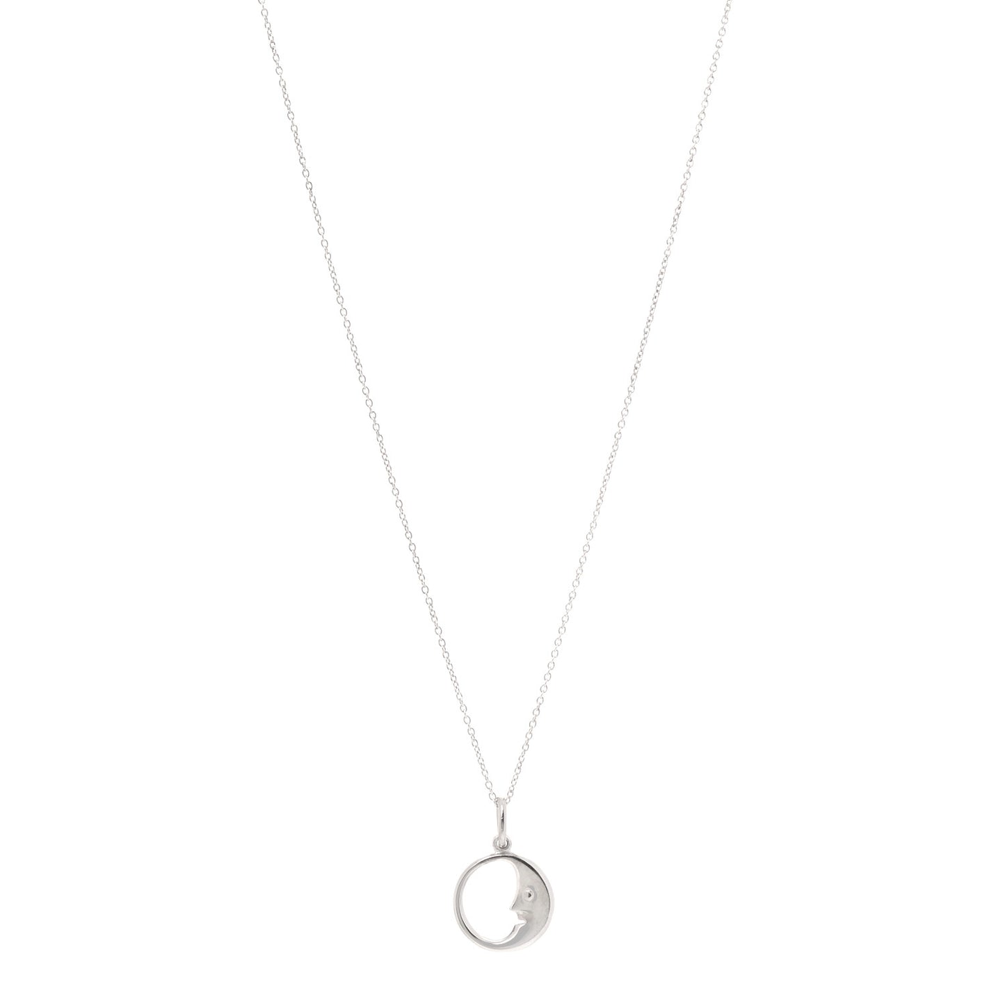 Sterling Silver Moon Face Pendant Necklace