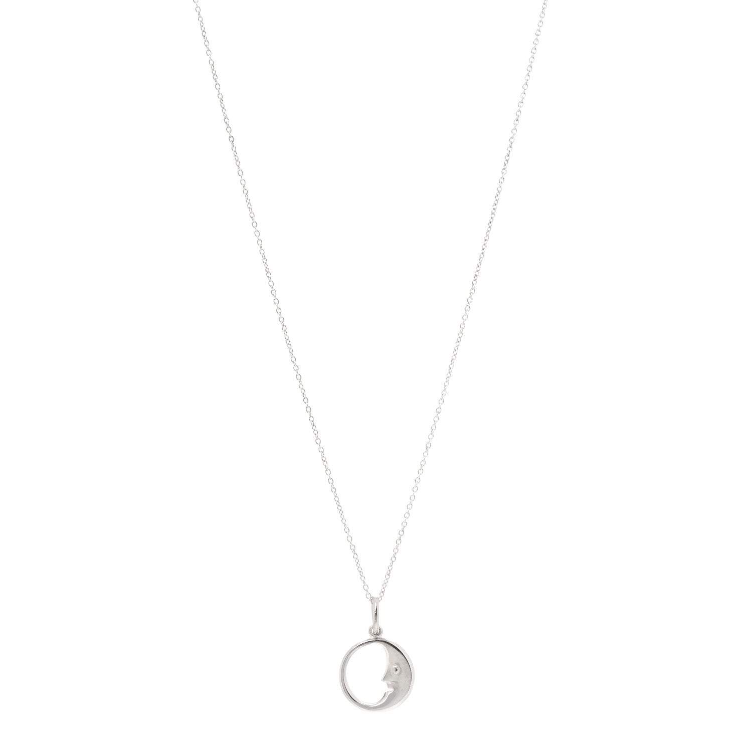 Tiffany Sterling Silver Moon Face Pendant Necklace 1 of 6