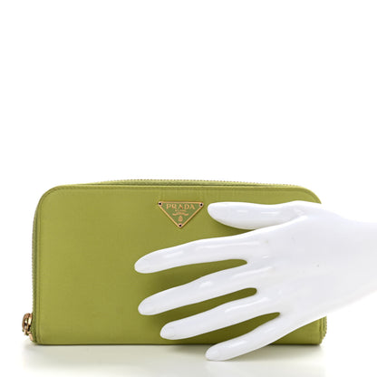 Prada Tessuto Nylon Zip Around Wallet Green 2 of 13