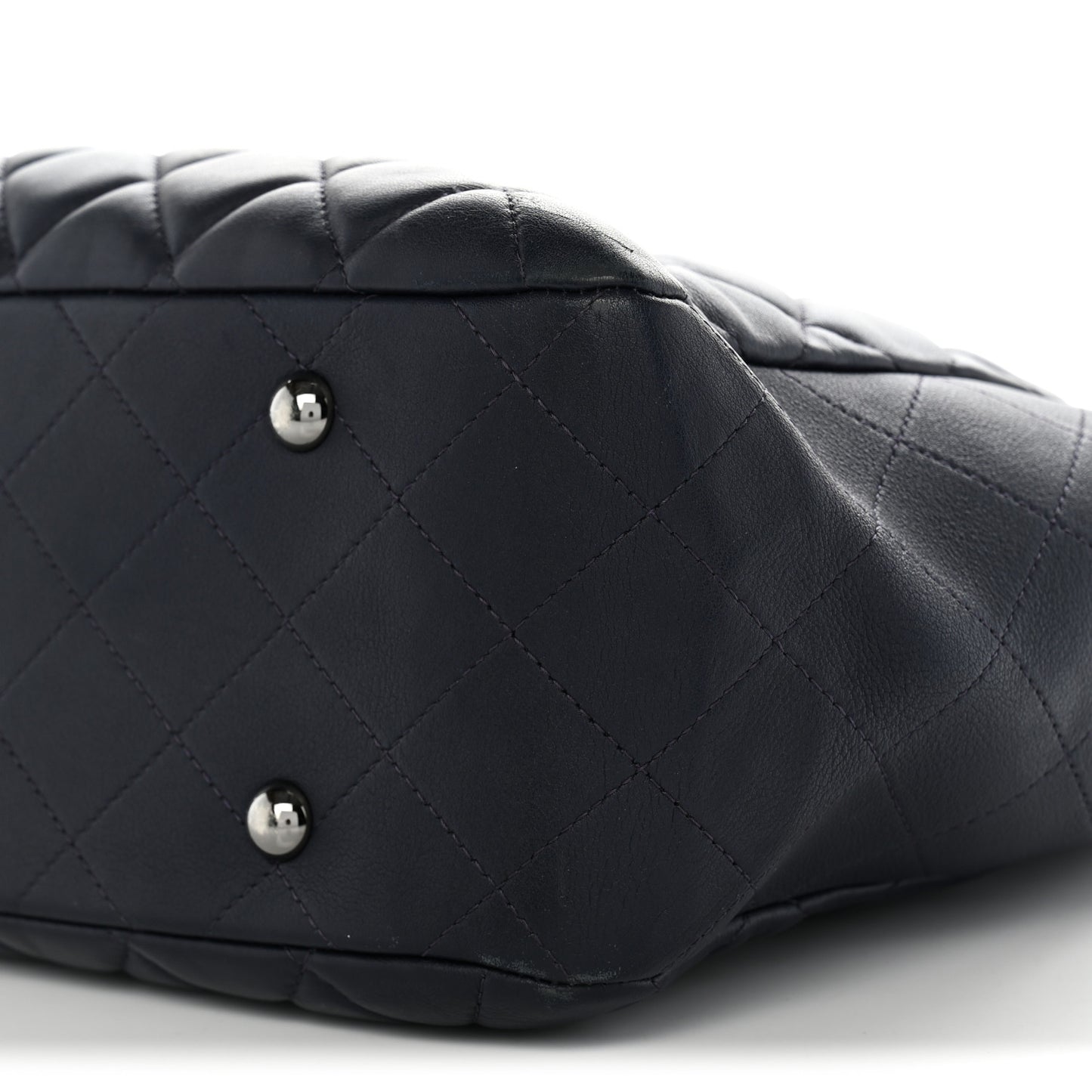 Calfskin Quilted Large CC Shopping Tote Dark Purple