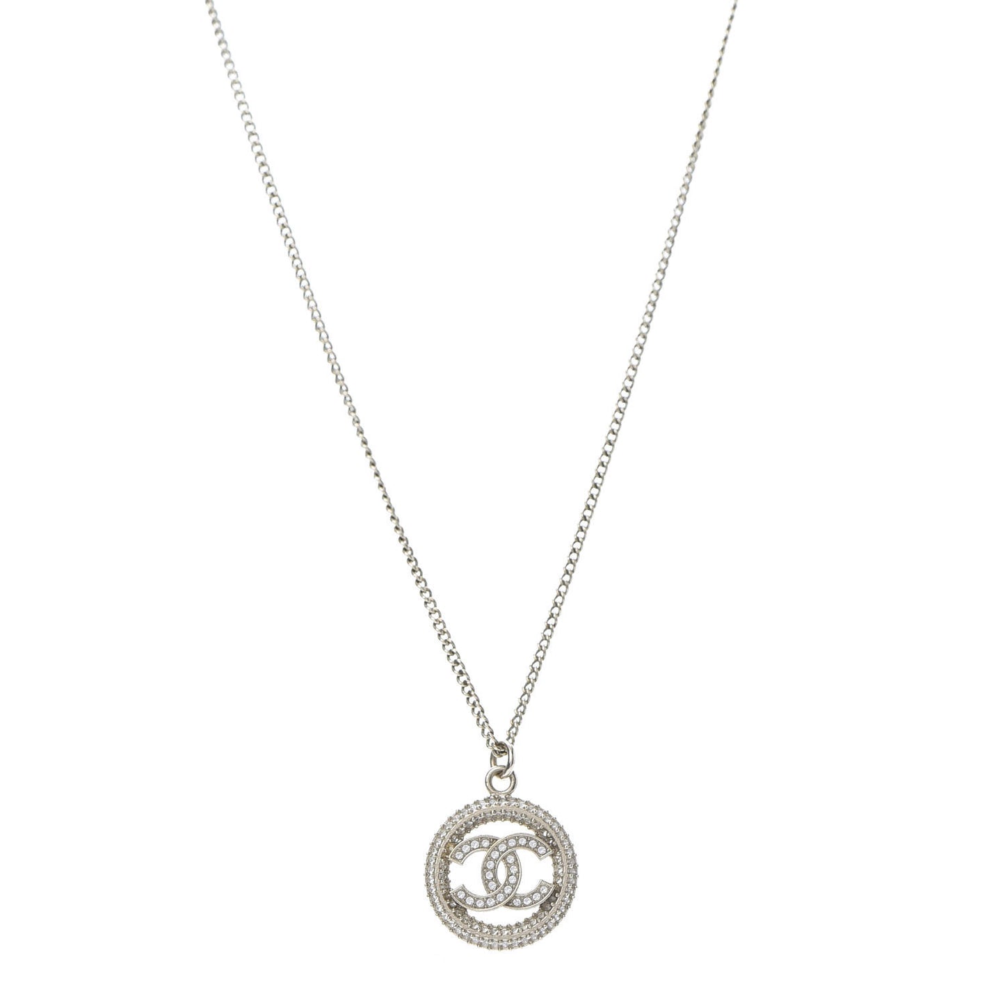 Crystal CC Medallion Pendant Necklace Gold