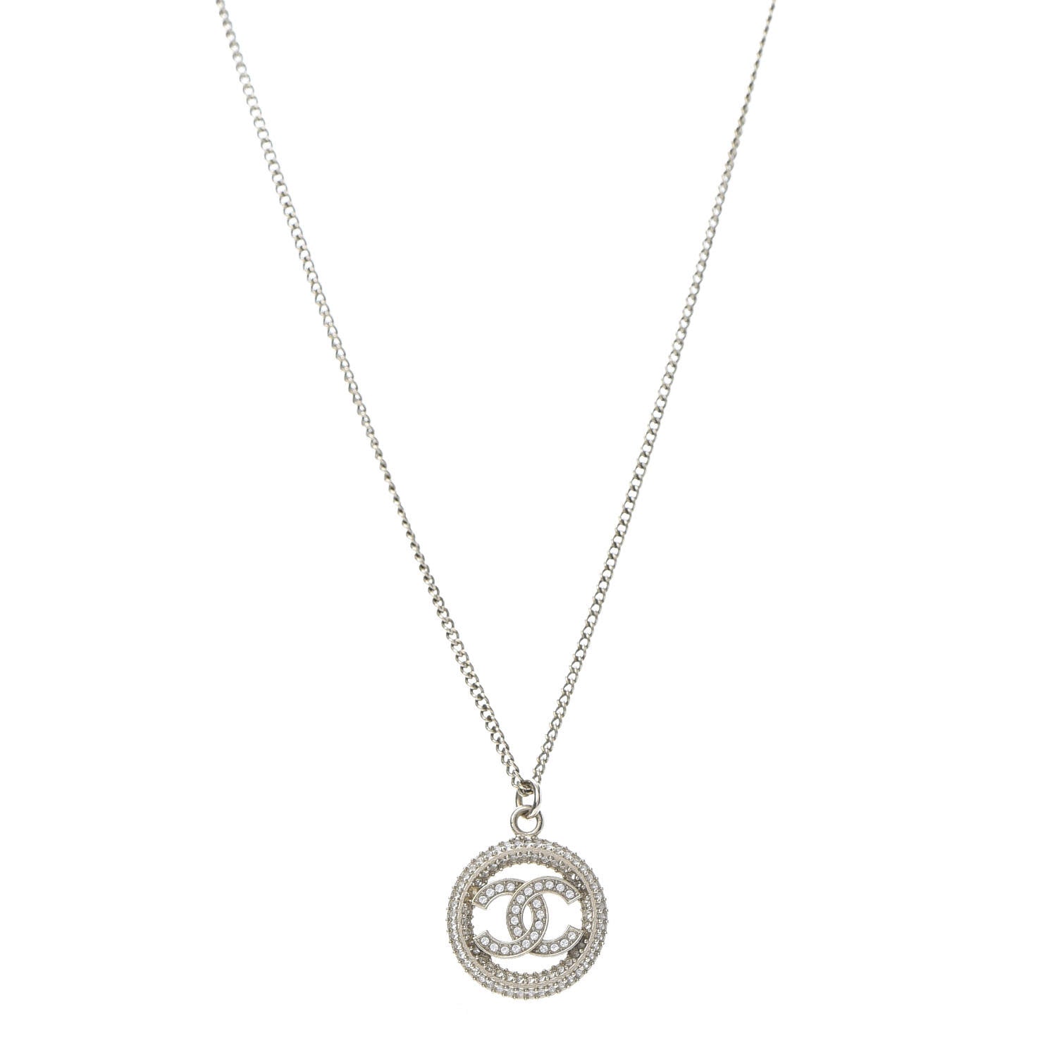 Chanel Crystal CC Medallion Pendant Necklace Gold 1 of 6