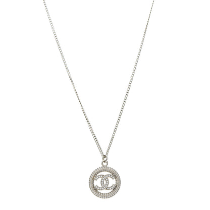 Chanel Crystal CC Medallion Pendant Necklace Gold 1 of 6